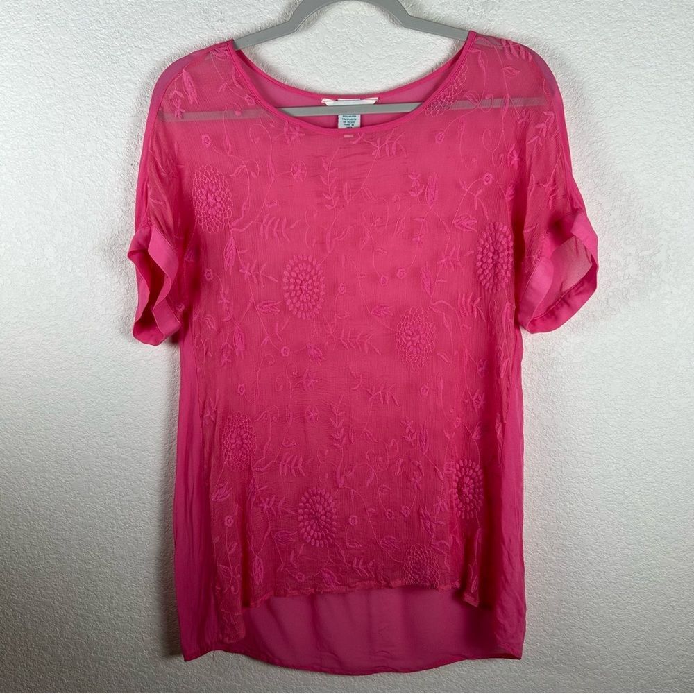 Sundance Women’s Sz S silk/viscose embroidered, high-low hem, boat neck